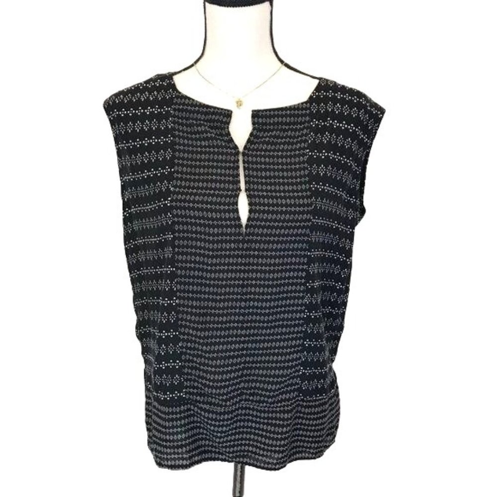 Old Navy Womens Black White Print Sleeveless Lightweight Blouse Size XS